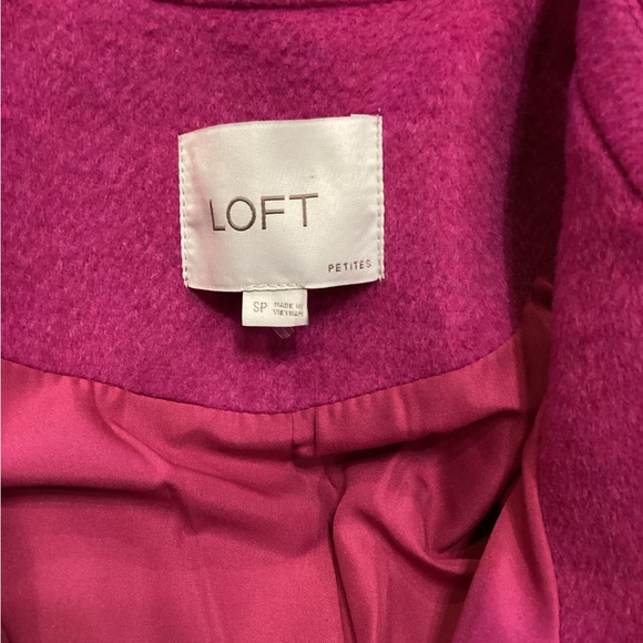 Loft Wool Blend Tailored Coat in Rich Pink Berry Size SP Petite - Picture 4 of 14